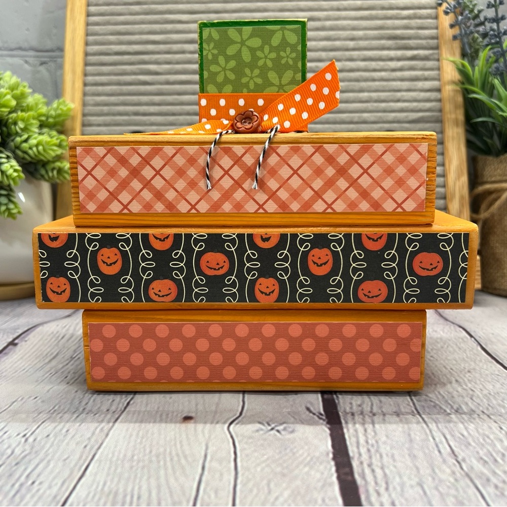 Handmade Pumpkin 2x4 Upscaled Fall Stack Decoration-NEW